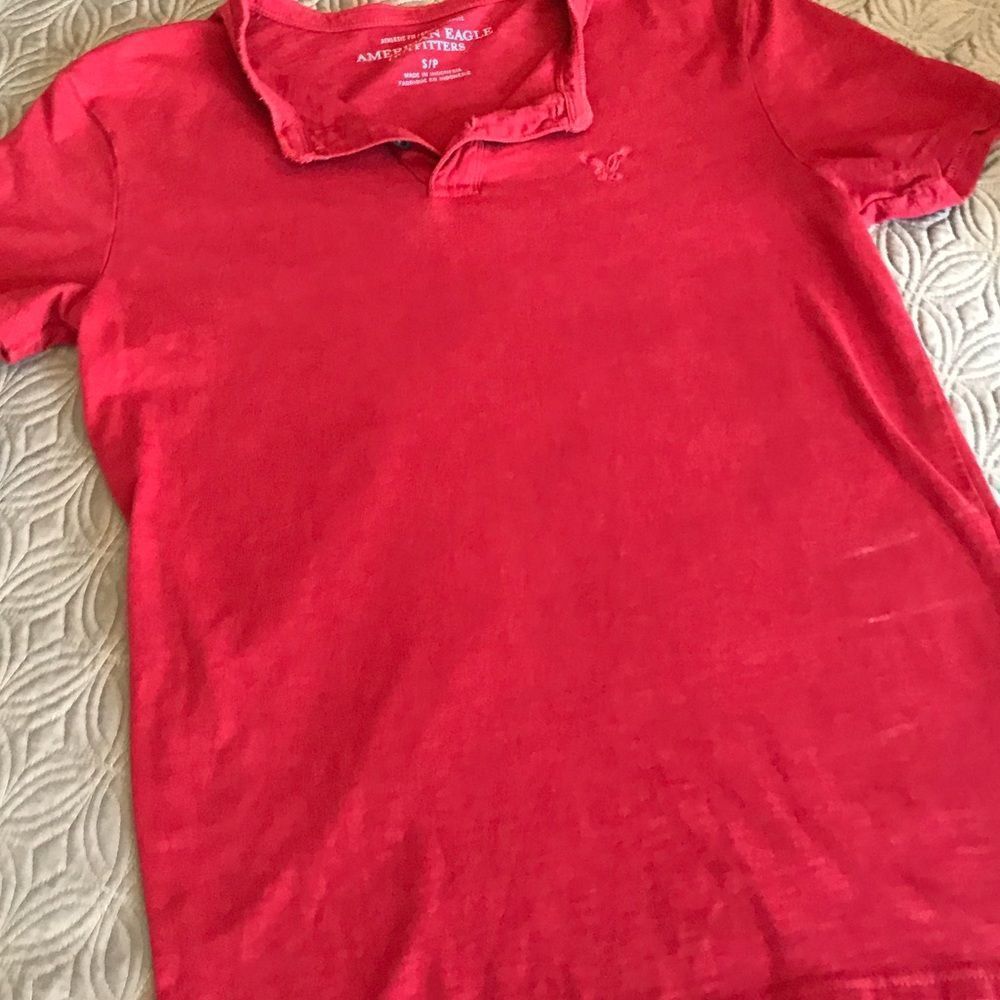 American Eagle Men’s Red Short Sleeve Shirt -Size S